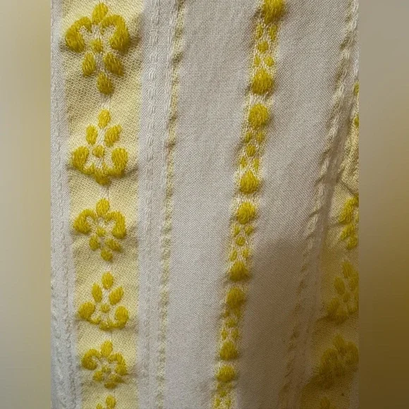 Loft Butter Yellow and Cream Long Sleeve Embellished Blouse. 3/4 Button Up. - Picture 3 of 13